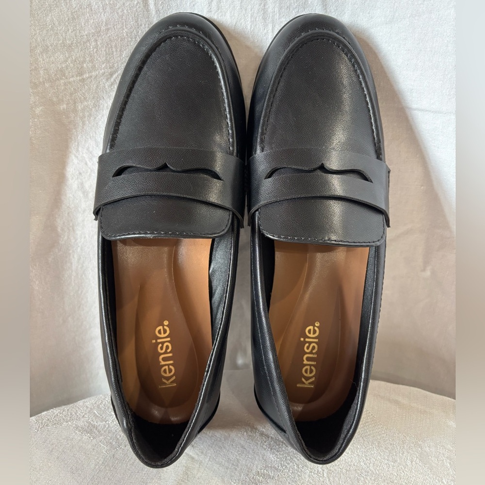 Kensie Black Faux-Leather Penny Loafers for Women